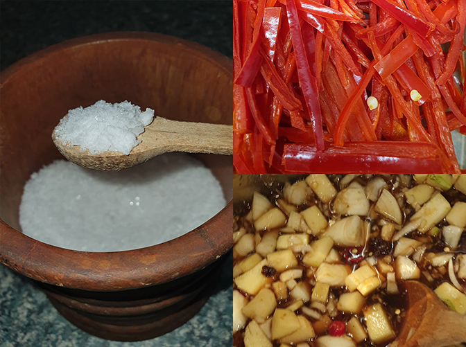 Salt, chopped up chillies and 30 minutes of cooking in the pot